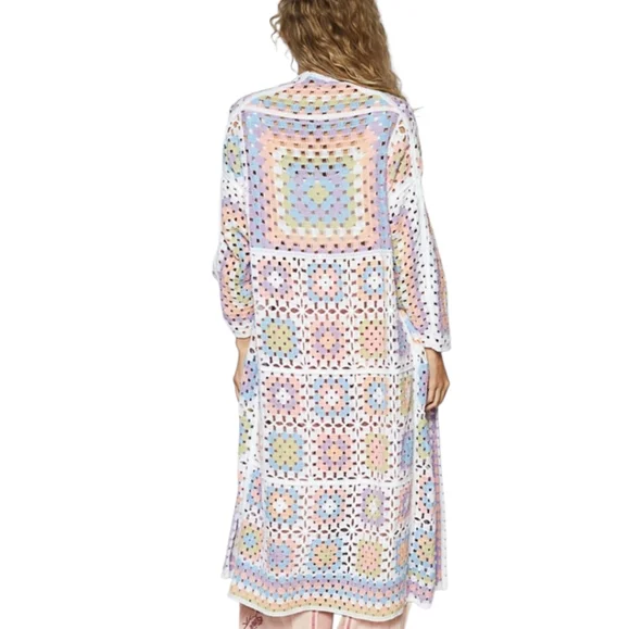 New POL Pastel Crochet Cardigan Size One Size Fits Most - Picture 3 of 3